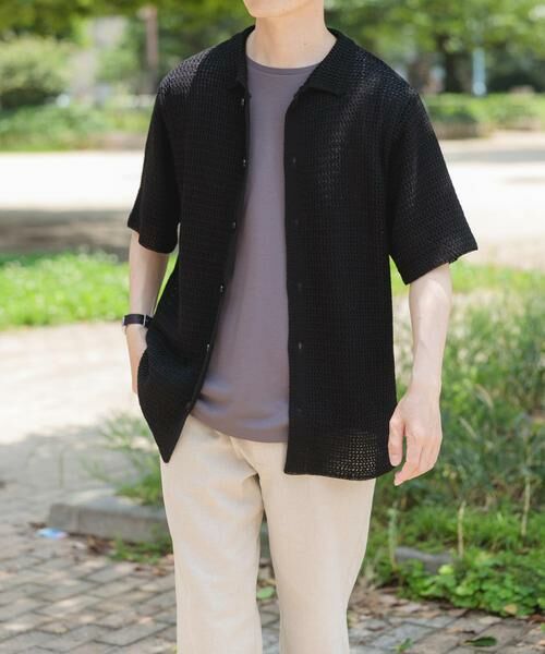 URBAN RESEARCH ITEMS / アーバンリサーチ アイテムズ シャツ・ブラウス | 透かし編みニットレギュラーカラーシャツ | 詳細27