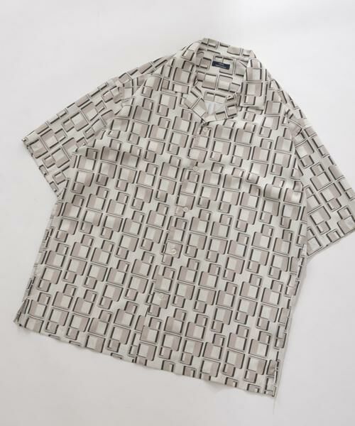 URBAN RESEARCH ITEMS/アーバンリサーチ アイテムズ ジオメトリックプリントオープンカラーシャツB ベージュ L