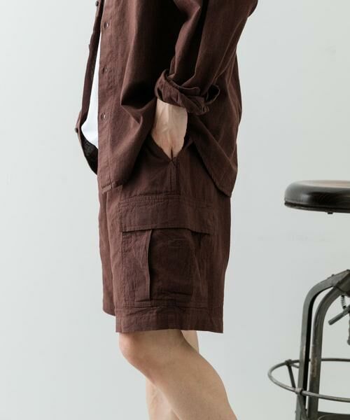 URBAN RESEARCH ITEMS / アーバンリサーチ アイテムズ ショート・ハーフ・半端丈パンツ | 『セットアップ対応』天然素材リネンコットンイージーカーゴショーツ | 詳細13