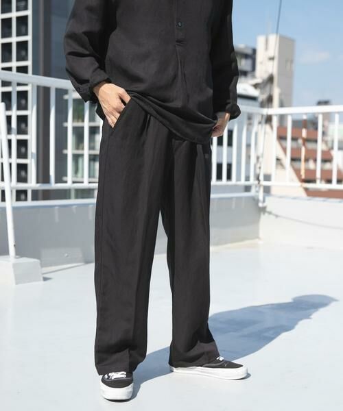 URBAN RESEARCH ITEMS/アーバンリサーチ アイテムズ Linen Blend Tapered Pants ブラック M