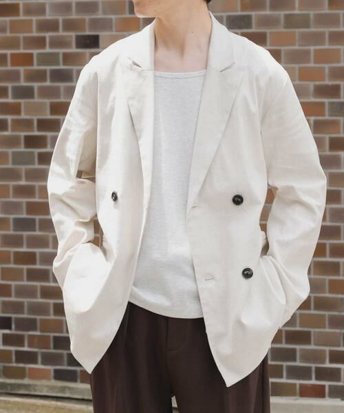 URBAN RESEARCH ITEMS/アーバンリサーチ アイテムズ 『セットアップ対応』Linen Blend Double Jacket アイボリー L URBAN RESEARCH ITEMS/アーバンリサーチ アイテムズ 『セットアップ対応』Linen Blend Double Jacket アイボリー L