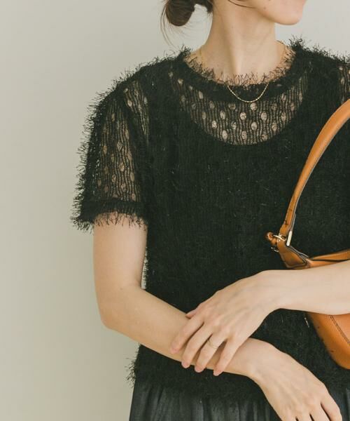URBAN RESEARCH ITEMS/アーバンリサーチ アイテムズ フリンジチビTシャツ ブラック FREE URBAN RESEARCH ITEMS/アーバンリサーチ アイテムズ フリンジチビTシャツ ブラック FREE