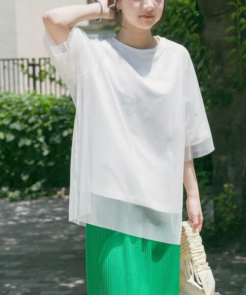 URBAN RESEARCH ITEMS / アーバンリサーチ アイテムズ Tシャツ | チュールレイヤードハンソデTシャツ | 詳細1
