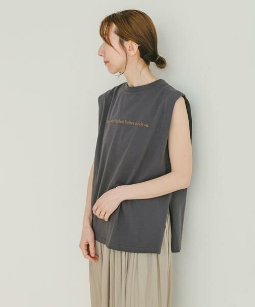 URBAN RESEARCH ITEMS/アーバンリサーチ アイテムズ ショルダータックロゴTシャツ チャコールグレー FREE URBAN RESEARCH ITEMS/アーバンリサーチ アイテムズ ショルダータックロゴTシャツ チャコールグレー FREE