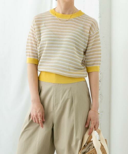 URBAN RESEARCH ITEMS / アーバンリサーチ アイテムズ ニット・セーター | シアーボーダー半袖ニット | 詳細4
