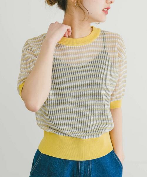 URBAN RESEARCH ITEMS / アーバンリサーチ アイテムズ ニット・セーター | シアーボーダー半袖ニット | 詳細6