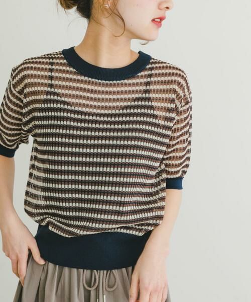 URBAN RESEARCH ITEMS / アーバンリサーチ アイテムズ ニット・セーター | シアーボーダー半袖ニット | 詳細19