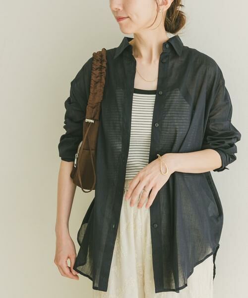 URBAN RESEARCH ITEMS / アーバンリサーチ アイテムズ シャツ・ブラウス | リネンコットンビッグシャツ(ネイビー)