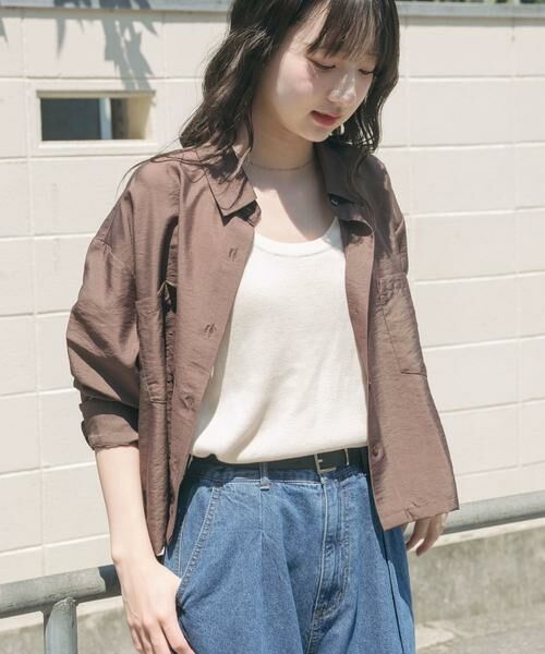 URBAN RESEARCH ITEMS / アーバンリサーチ アイテムズ シャツ・ブラウス | クロップドシアーシャツ(ブラウン)