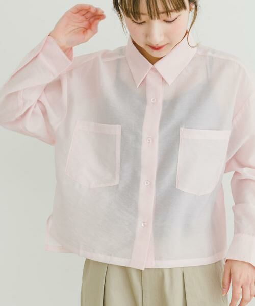 URBAN RESEARCH ITEMS / アーバンリサーチ アイテムズ シャツ・ブラウス | クロップドシアーシャツ(ライトピンク)