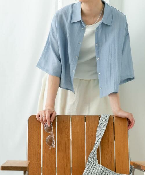 URBAN RESEARCH ITEMS/アーバンリサーチ アイテムズ ドットボタンシアーシャツ ブルー FREE URBAN RESEARCH ITEMS/アーバンリサーチ アイテムズ ドットボタンシアーシャツ ブルー FREE