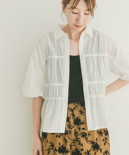 URBAN RESEARCH ITEMS/アーバンリサーチ アイテムズ シャーリングハーフスリーブブラウス ホワイト FREE URBAN RESEARCH ITEMS/アーバンリサーチ アイテムズ シャーリングハーフスリーブブラウス ホワイト FREE