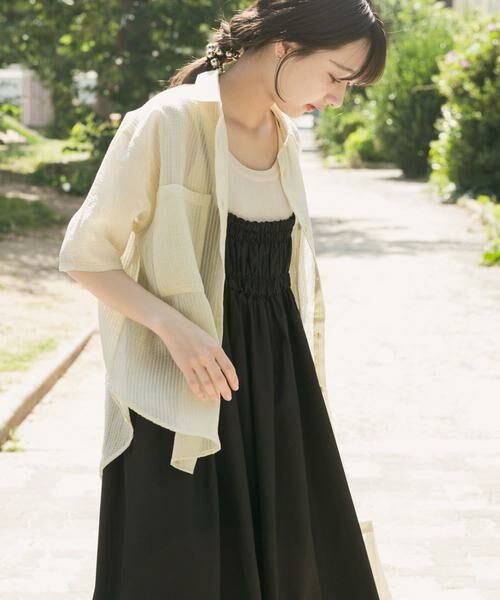 URBAN RESEARCH ITEMS/アーバンリサーチ アイテムズ シアーストライプハンソデシャツ ベージュ FREE URBAN RESEARCH ITEMS/アーバンリサーチ アイテムズ シアーストライプハンソデシャツ ベージュ FREE