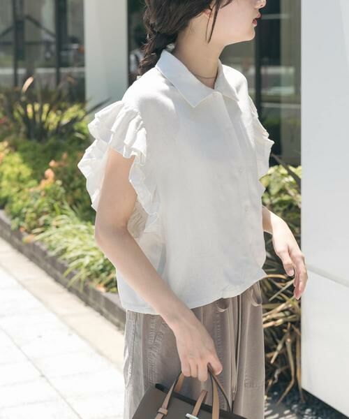 URBAN RESEARCH ITEMS / アーバンリサーチ アイテムズ シャツ・ブラウス | フリルリネンショートブラウス | 詳細1