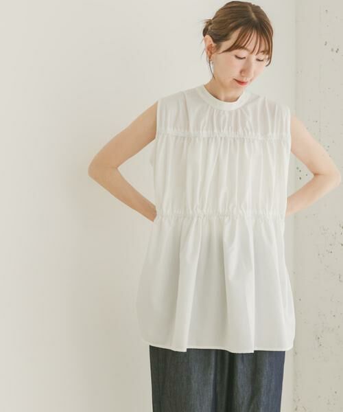 URBAN RESEARCH ITEMS/アーバンリサーチ アイテムズ バックリボンティアードブラウス ホワイト FREE
