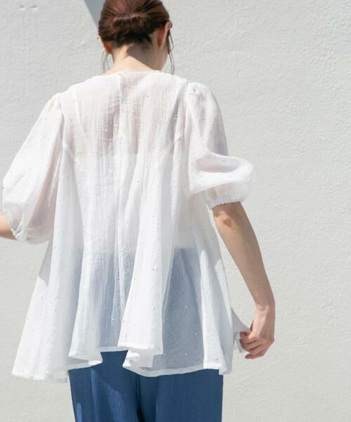 URBAN RESEARCH ITEMS/アーバンリサーチ アイテムズ ラメストーンシアーブラウス ホワイト FREE URBAN RESEARCH ITEMS/アーバンリサーチ アイテムズ ラメストーンシアーブラウス ホワイト FREE