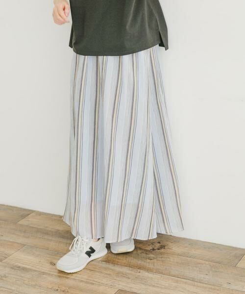 URBAN RESEARCH ITEMS / アーバンリサーチ アイテムズ スカート | マルチストライプギャザースカート（ブルー）