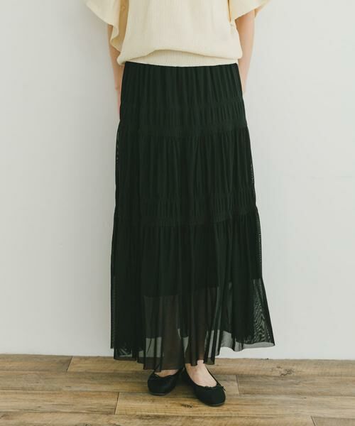 URBAN RESEARCH ITEMS/アーバンリサーチ アイテムズ チュールシャーリングスカート ブラック FREE