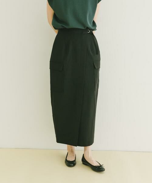 URBAN RESEARCH ITEMS/アーバンリサーチ アイテムズ ラップカーゴスカート ブラック FREE URBAN RESEARCH ITEMS/アーバンリサーチ アイテムズ ラップカーゴスカート ブラック FREE