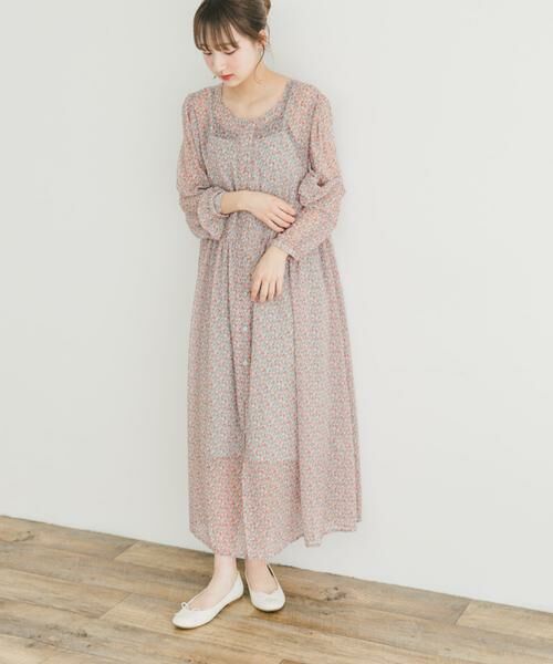 URBAN RESEARCH ITEMS/アーバンリサーチ アイテムズ フラワープリントシフォンワンピース オレンジ FREE URBAN RESEARCH ITEMS/アーバンリサーチ アイテムズ フラワープリントシフォンワンピース オレンジ FREE