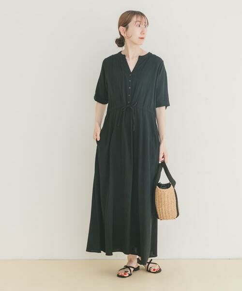 URBAN RESEARCH ITEMS / アーバンリサーチ アイテムズ ワンピース | ドライコットンタックワンピース(ブラック)