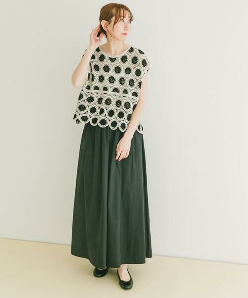 URBAN RESEARCH ITEMS/アーバンリサーチ アイテムズ クロシェニット×フレアスカートセット ブラック FREE URBAN RESEARCH ITEMS/アーバンリサーチ アイテムズ クロシェニット×フレアスカートセット ブラック FREE