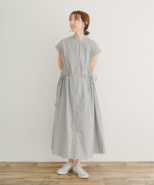 URBAN RESEARCH ITEMS / アーバンリサーチ アイテムズ ワンピース | ウエストギャザーストライプワンピース(ブラック)