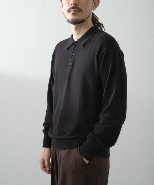 URBAN RESEARCH ITEMS/アーバンリサーチ アイテムズ カシミヤ×コットンポロセーター ブラック M URBAN RESEARCH ITEMS/アーバンリサーチ アイテムズ カシミヤ×コットンポロセーター ブラック M