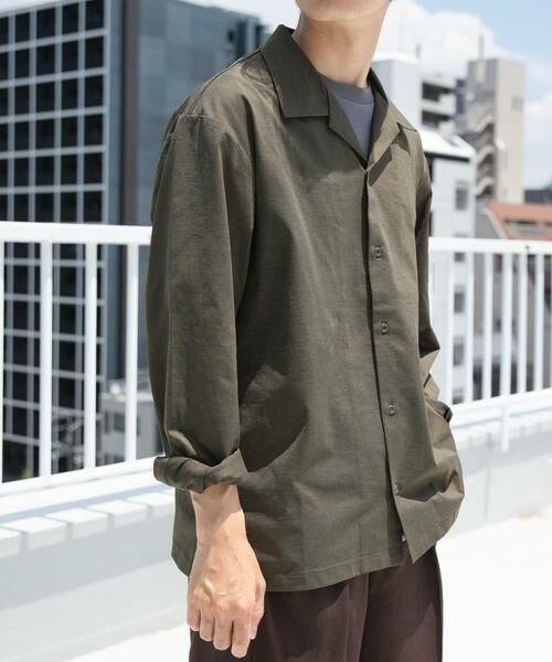 URBAN RESEARCH ITEMS/アーバンリサーチ アイテムズ ペーパータッチオープンカラーシャツ カーキ L