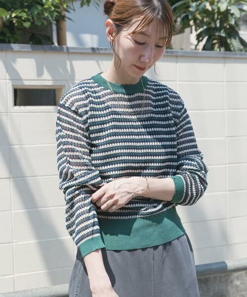 URBAN RESEARCH ITEMS / アーバンリサーチ アイテムズ ニット・セーター | シアーボーダーロングスリーブニット | 詳細1