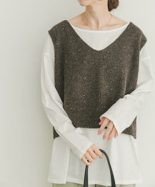 URBAN RESEARCH ITEMS / アーバンリサーチ アイテムズ ニット・セーター | スパンコールVネックニットベスト | 詳細3