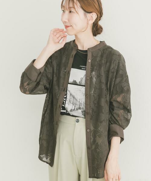 URBAN RESEARCH ITEMS/アーバンリサーチ アイテムズ ペイズリーレースバンドカラーシャツ ブラウン FREE URBAN RESEARCH ITEMS/アーバンリサーチ アイテムズ ペイズリーレースバンドカラーシャツ ブラウン FREE