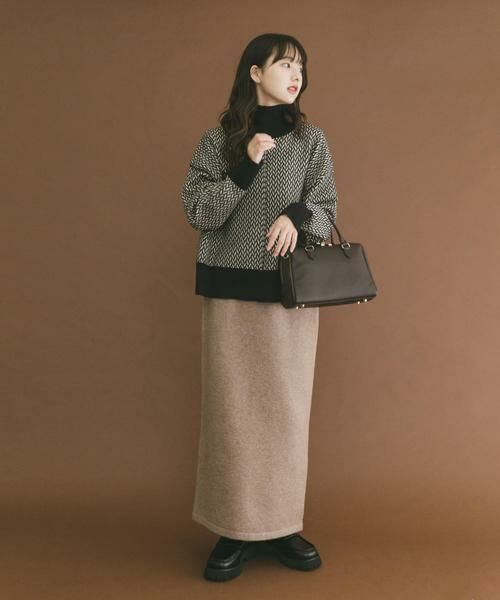 ◆ ワイズ ハイネック ニット アシメントリー ホワイト ブラック 白 黒 M EFFORTLESS】ウール混タートルネックニット/ハンドウォッシャブル