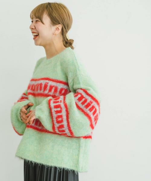URBAN RESEARCH ITEMS / アーバンリサーチ アイテムズ ニット・セーター | シャギーボーダーロゴニット | 詳細2