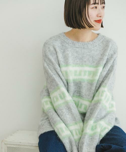 URBAN RESEARCH ITEMS / アーバンリサーチ アイテムズ ニット・セーター | シャギーボーダーロゴニット | 詳細16