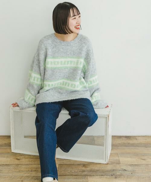 URBAN RESEARCH ITEMS / アーバンリサーチ アイテムズ ニット・セーター | シャギーボーダーロゴニット | 詳細17