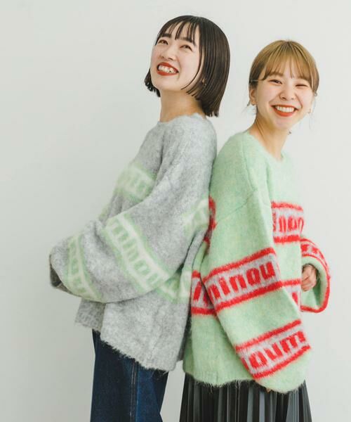 URBAN RESEARCH ITEMS / アーバンリサーチ アイテムズ ニット・セーター | シャギーボーダーロゴニット | 詳細18