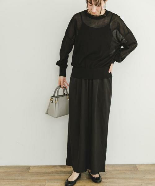 URBAN RESEARCH ITEMS / アーバンリサーチ アイテムズ ニット・セーター | シアーニット×イージーパンツセット(ブラック系その他)