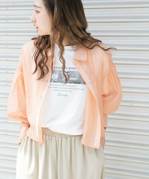 URBAN RESEARCH ITEMS / アーバンリサーチ アイテムズ シャツ・ブラウス | シアークロップドボリュームスリーブシャツ(オレンジ)