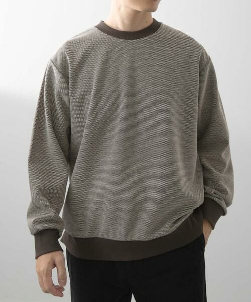 URBAN RESEARCH ITEMS/アーバンリサーチ アイテムズ バーズアイ ジャカード スウェット ダークブラウン L URBAN RESEARCH ITEMS/アーバンリサーチ アイテムズ バーズアイ ジャカード スウェット ダークブラウン L