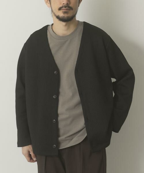 URBAN RESEARCH ITEMS/アーバンリサーチ アイテムズ ジオメジャカード カットソーカーディガン ブラック M URBAN RESEARCH ITEMS/アーバンリサーチ アイテムズ ジオメジャカード カットソーカーディガン ブラック M
