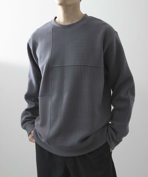 URBAN RESEARCH ITEMS/アーバンリサーチ アイテムズ キリカエ ジャカード クルーネックtops ブルー系その他 M URBAN RESEARCH ITEMS/アーバンリサーチ アイテムズ キリカエ ジャカード クルーネックtops ブルー系その他 M