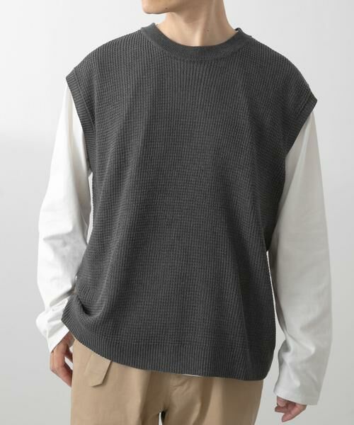 URBAN RESEARCH ITEMS / アーバンリサーチ アイテムズ ニット・セーター | ワッフルニットベスト＋ロングTシャツSET | 詳細3