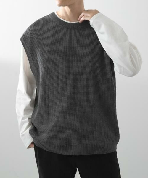 URBAN RESEARCH ITEMS / アーバンリサーチ アイテムズ ニット・セーター | ワッフルニットベスト＋ロングTシャツSET | 詳細12