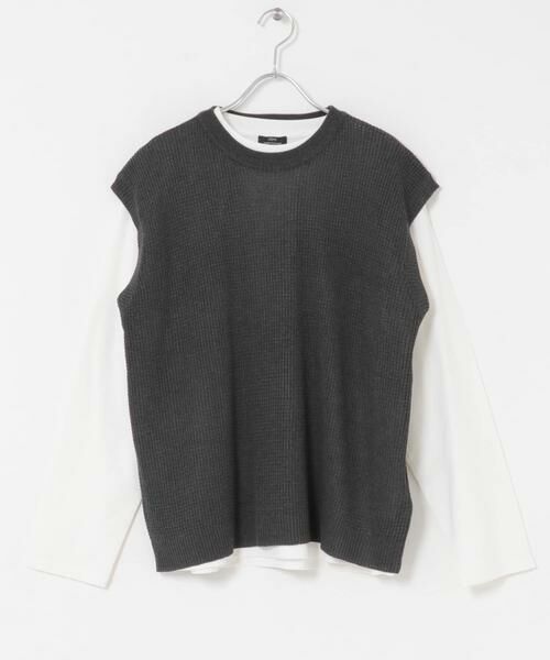 URBAN RESEARCH ITEMS / アーバンリサーチ アイテムズ ニット・セーター | ワッフルニットベスト＋ロングTシャツSET | 詳細13