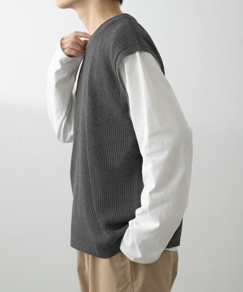 URBAN RESEARCH ITEMS / アーバンリサーチ アイテムズ ニット・セーター | ワッフルニットベスト＋ロングTシャツSET | 詳細5