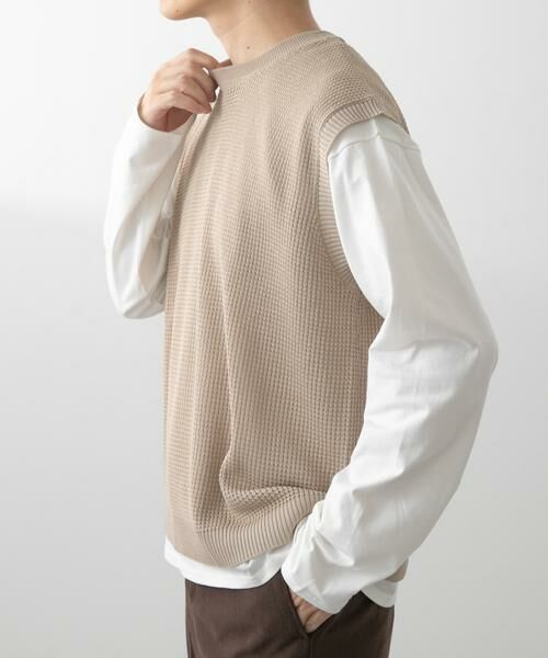 URBAN RESEARCH ITEMS / アーバンリサーチ アイテムズ ニット・セーター | ワッフルニットベスト＋ロングTシャツSET | 詳細21
