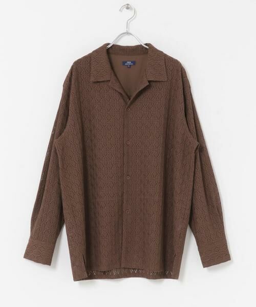 URBAN RESEARCH ITEMS/アーバンリサーチ アイテムズ ジオメレースオープンカラーシャツ ブラウン L URBAN RESEARCH ITEMS/アーバンリサーチ アイテムズ ジオメレースオープンカラーシャツ ブラウン L