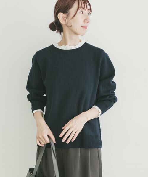 URBAN RESEARCH ITEMS / アーバンリサーチ アイテムズ ニット・セーター | ミラノリブフリルドッキングニット | 詳細1