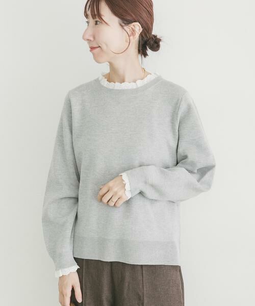 URBAN RESEARCH ITEMS / アーバンリサーチ アイテムズ ニット・セーター | ミラノリブフリルドッキングニット | 詳細9